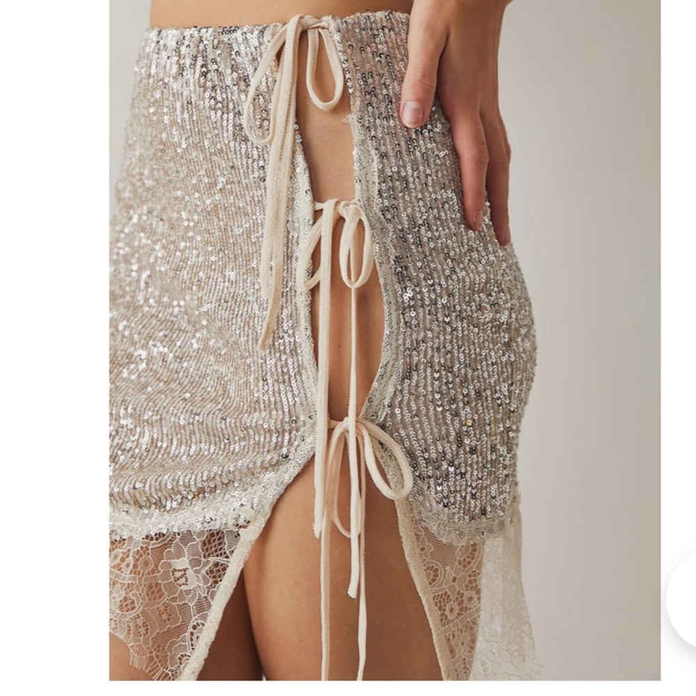 Free People Silver Sequin Mini Skirt